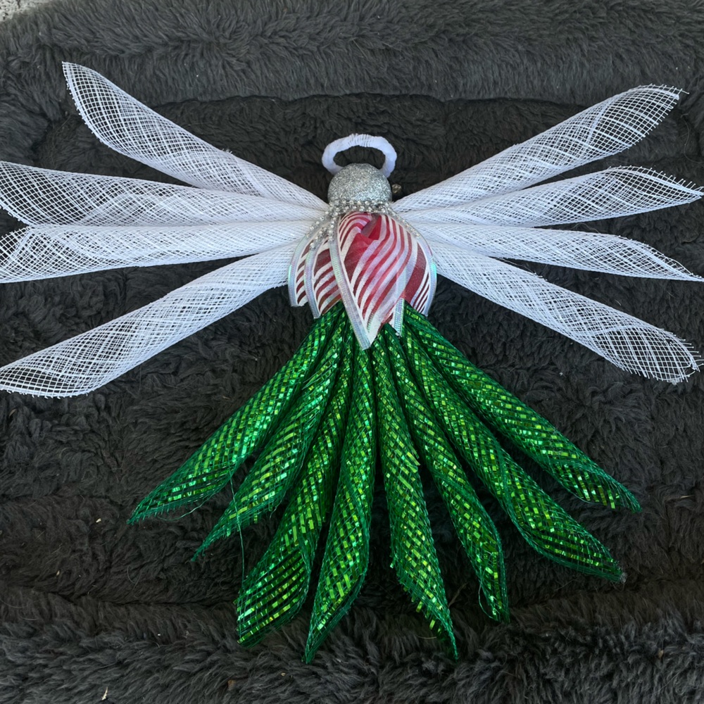 Deco Mesh Angel Tree Topper/ Guardian Angel / Hand Crafted